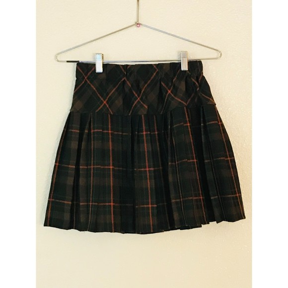Plaid Mini Skirt - Black and Orange - Picture 1 of 2